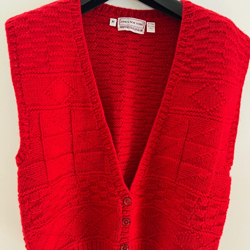 Jones New York - Vintage, Red Hand Knit Sweater Vest (M)